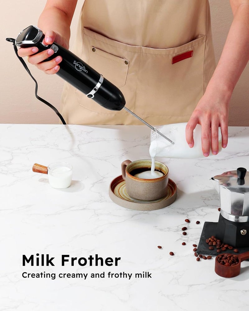 sangcon Immersion Blender Handheld, 3-in-1 Hand Blender Electric, 400W Handheld Licuadora de mano, Stainless Steel Blade Stick Mixer with Whisk, Milk Frother Attachments - Black - Image 5